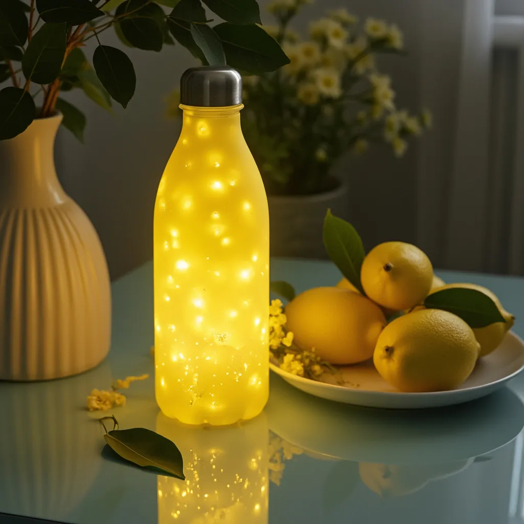 Botella de agua con limón