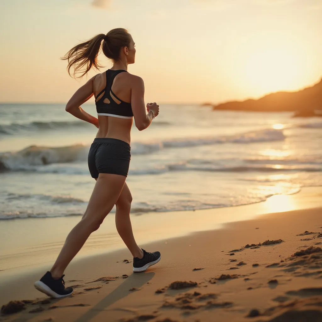 Maria corriendo en la playa