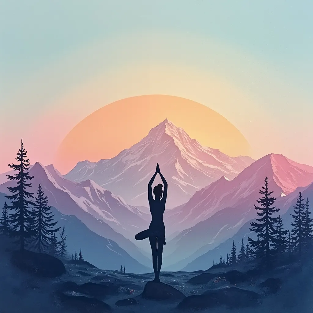 Persona en posición de yoga al amanecer